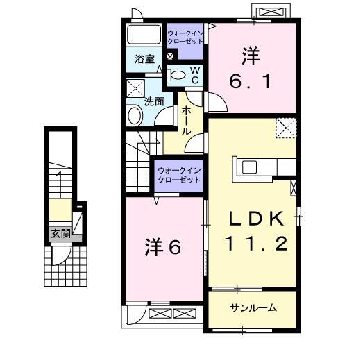 アナザースカイ(2LDK/2階)の間取り写真