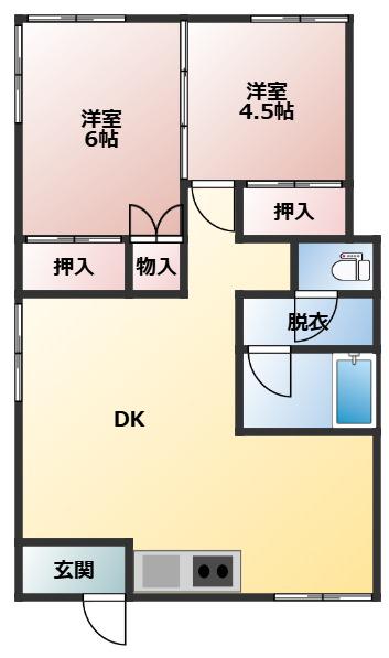 第1信賀コーポ(2DK/2階)の間取り写真