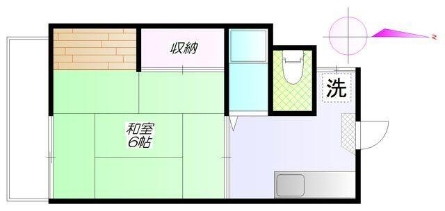 泉荘(1K/2階)の間取り写真