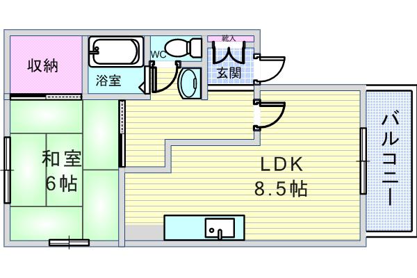 マシオン刀根山(1LDK/1階)の間取り写真
