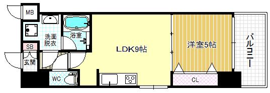 エスポアール福島(1LDK/4階)の間取り写真