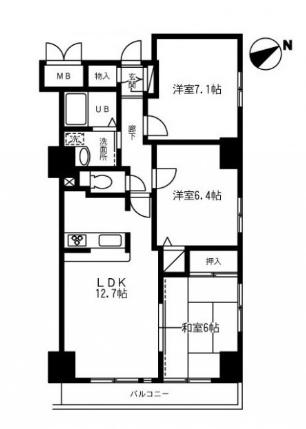 グレースレジデンス(3LDK/7階)の間取り写真