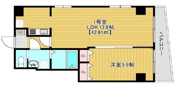 LEVANTE両国(1LDK/7階)の間取り写真