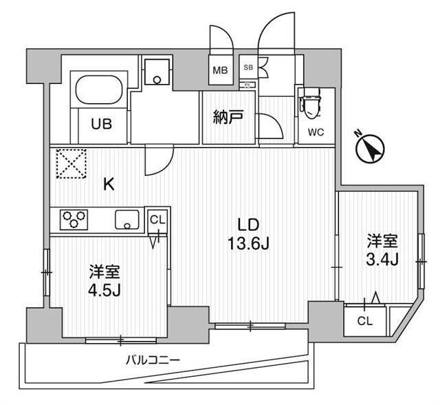 エスレジデンス目黒大岡山ブレサ(2LDK/4階)の間取り写真