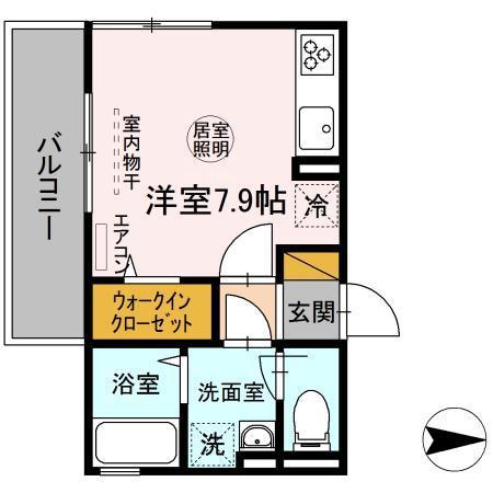 アセットさち(ワンルーム/3階)の間取り写真