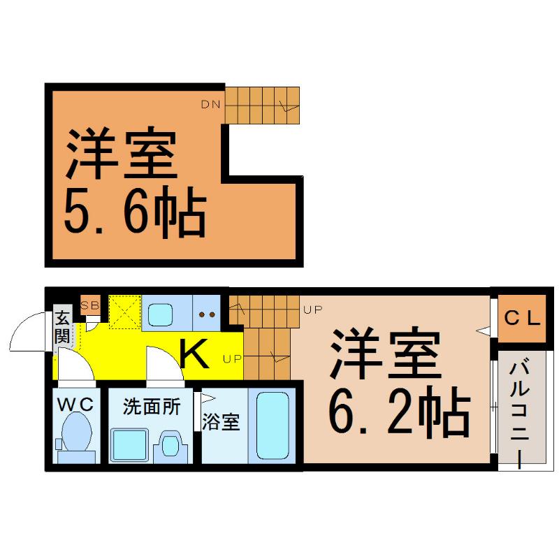 ソライユ本陣(1K/1階)の間取り写真