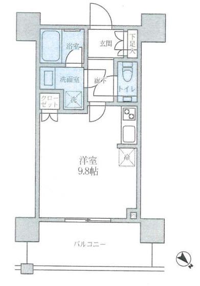 シティタワー新宿(1K/14階)の間取り写真