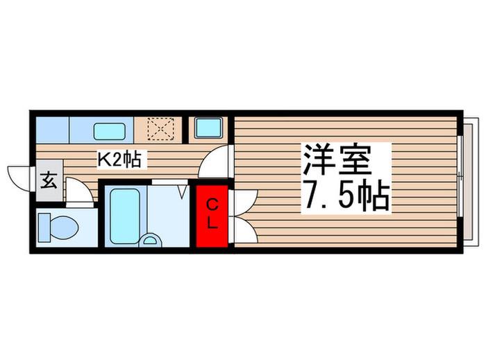 クレセント津田沼(1K/1階)の間取り写真