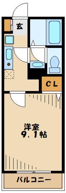 KMS相原(1K/2階)の間取り写真