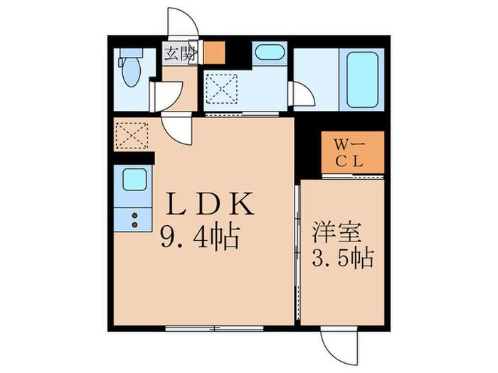 ルーエ恵比寿(1LDK/4階)の間取り写真