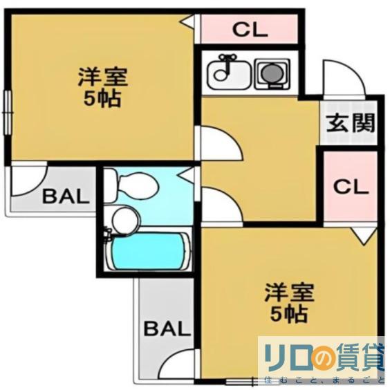 アメニティ新大阪2番館(2K/1階)の間取り写真