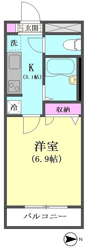 デルソーレ大森(1K/2階)の間取り写真