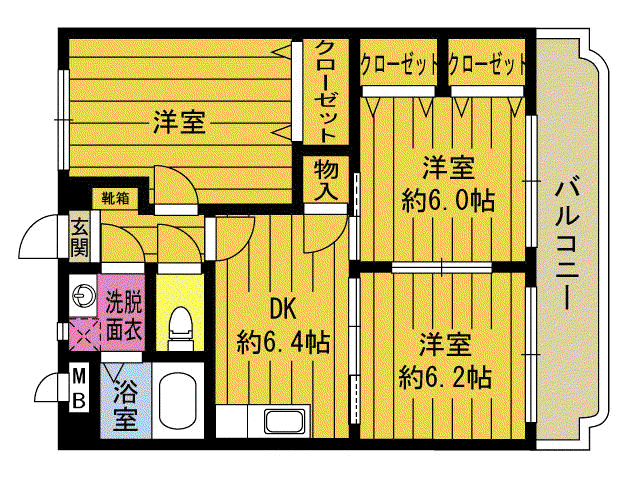 エテルノルーチェII(3DK/2階)の間取り写真