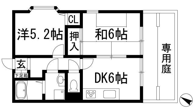 荻野MGレジデンス2(2DK/1階)の間取り写真