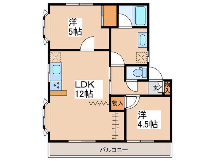 メイプルハイツA(2LDK/1階)の間取り写真