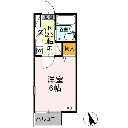 ソレイユ長野(1K/1階)の間取り写真