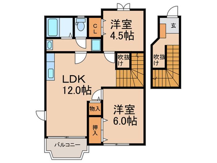 レオーネ島田(2LDK/2階)の間取り写真