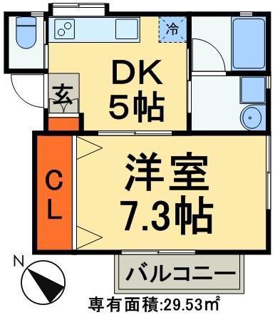 マイルーム藤IV(1DK/2階)の間取り写真