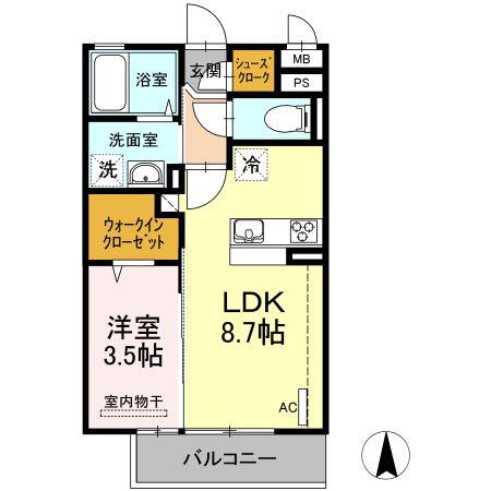 メゾン・ド・リアン(1LDK/2階)の間取り写真