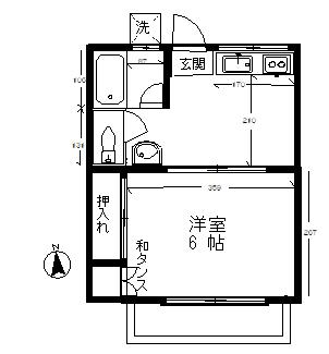 江尻ハイツ(1K/1階)の間取り写真