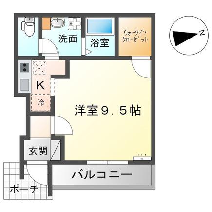 ノーサイドヒル(1K/1階)の間取り写真