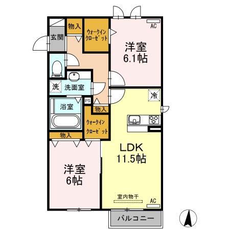 TUBASA(2LDK/2階)の間取り写真