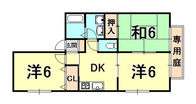 ブランドミール広田II(3K/1階)の間取り写真