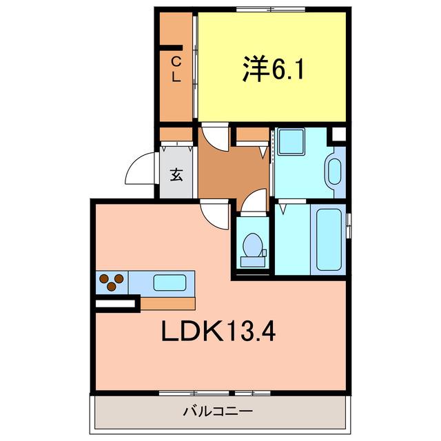 エスパシオA(1LDK/3階)の間取り写真