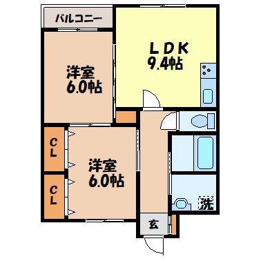 フォレストキューブ(2LDK/3階)の間取り写真