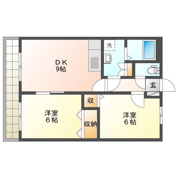 エムズリッシュ(2DK/2階)の間取り写真
