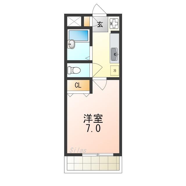 エレガンタナカII(1K/2階)の間取り写真