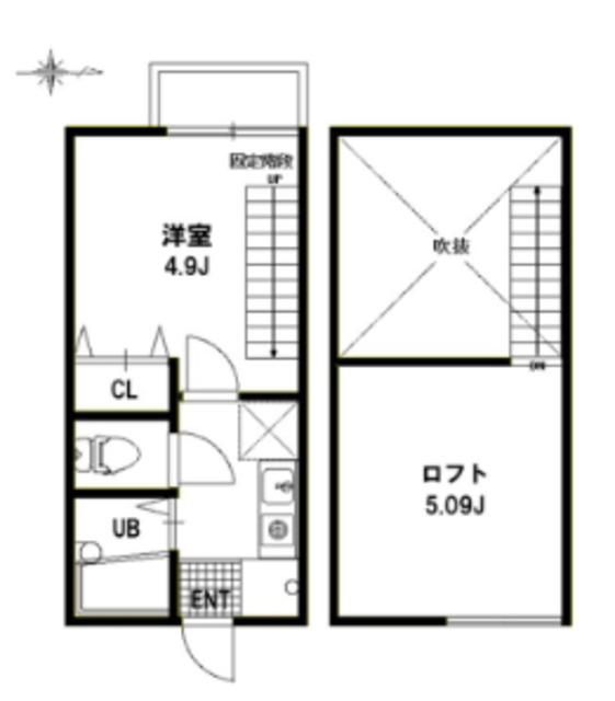 カーサベルデ中野(1K/2階)の間取り写真