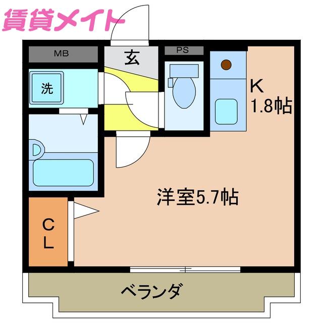 ユーミープライムマンション(1K/1階)の間取り写真