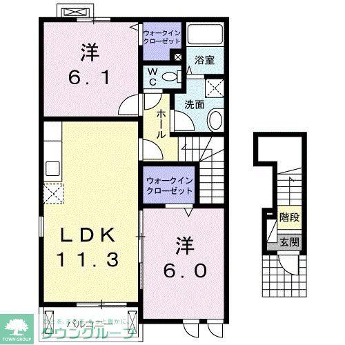 フランカーサII(2LDK/2階)の間取り写真