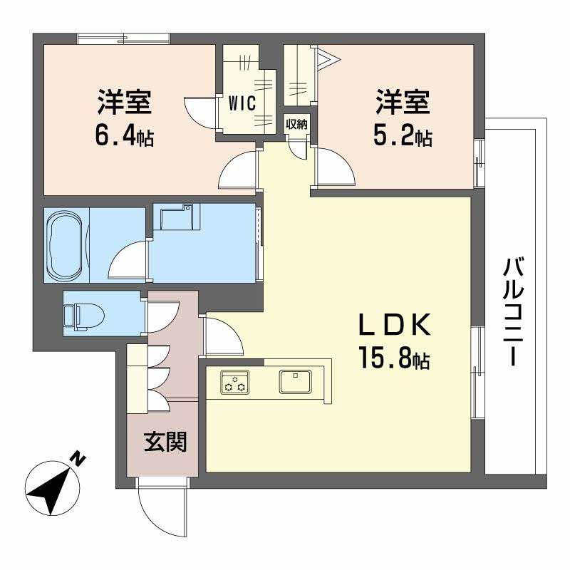 シャーメゾン ペイ ドゥ レーヴ(2LDK/2階)の間取り写真