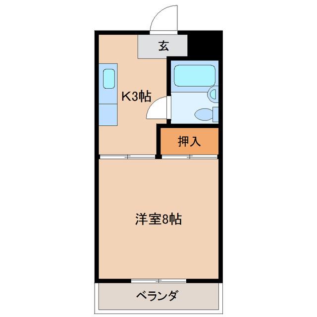 ハイコーポ田中(1DK/3階)の間取り写真