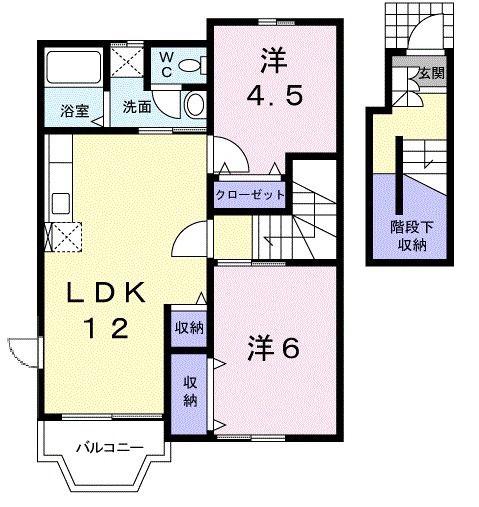 ソレアード木上(2LDK/2階)の間取り写真