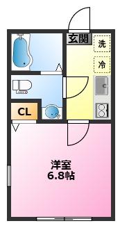 FIELD LAGOON下小田中(1K/2階)の間取り写真