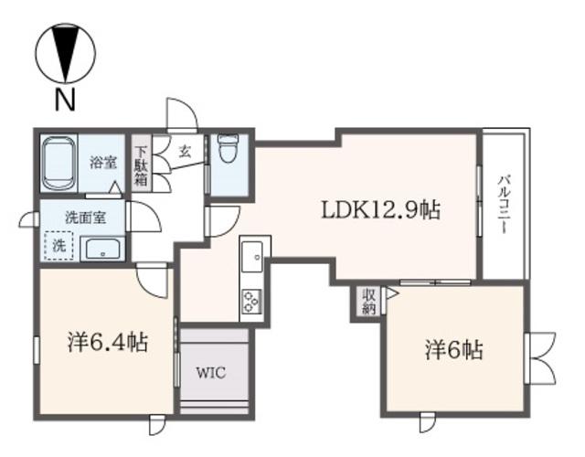 GRAND CIEL(2LDK/2階)の間取り写真