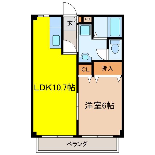 グリーンシャトー(1LDK/2階)の間取り写真