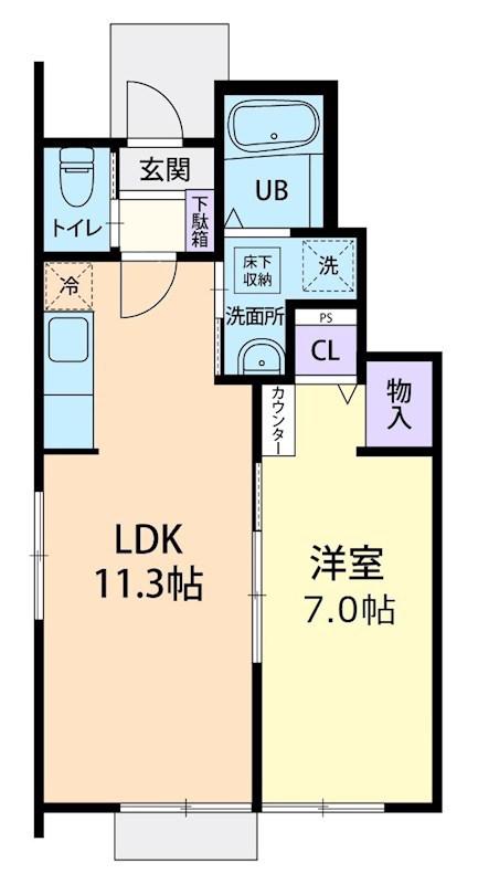 12/15秩父市中宮地町1LDK(1LDK/1階)の間取り写真