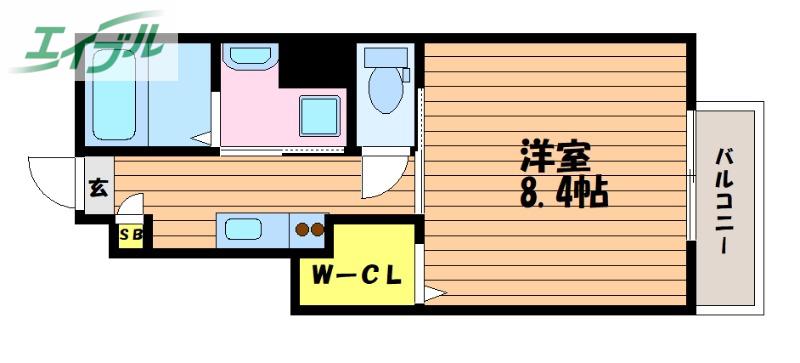 オリオン(1K/1階)の間取り写真