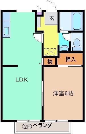 サンライフ ウインディア B棟(1LDK/2階)の間取り写真