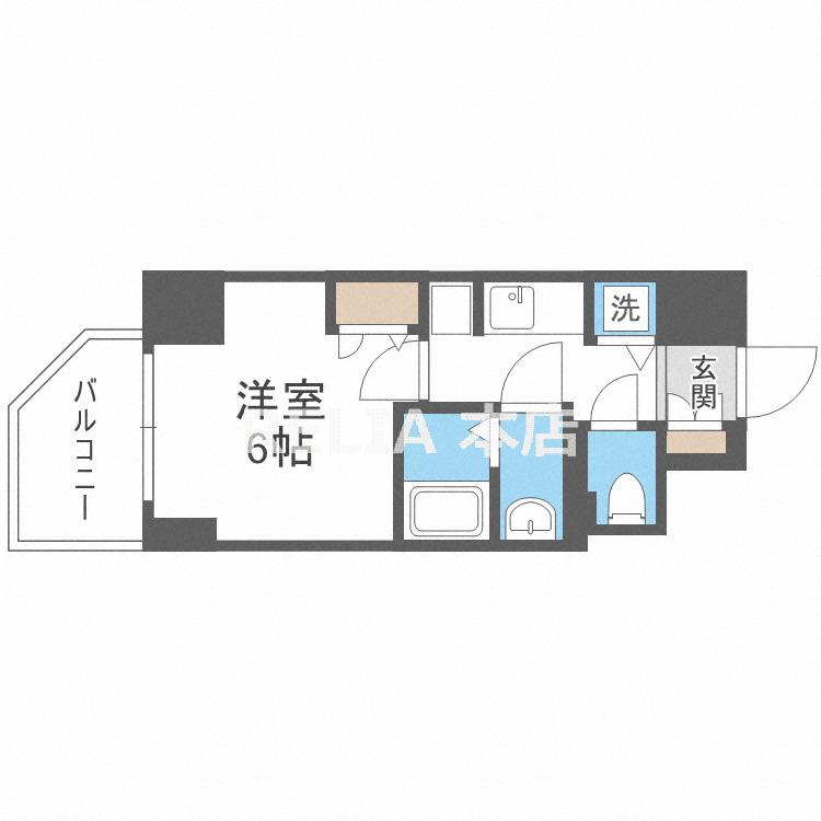 W-STYLE難波(1K/2階)の間取り写真