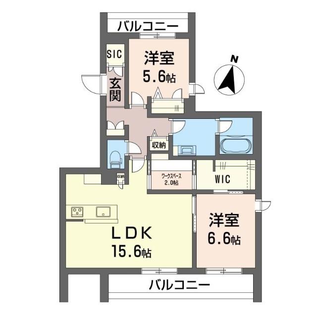 スピラーレ・モンス(2LDK/2階)の間取り写真