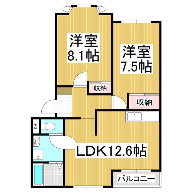 ビューレット・エ・メール(2LDK/2階)の間取り写真