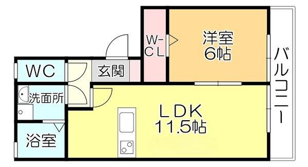 ハウスフリーデIII(1LDK/2階)の間取り写真