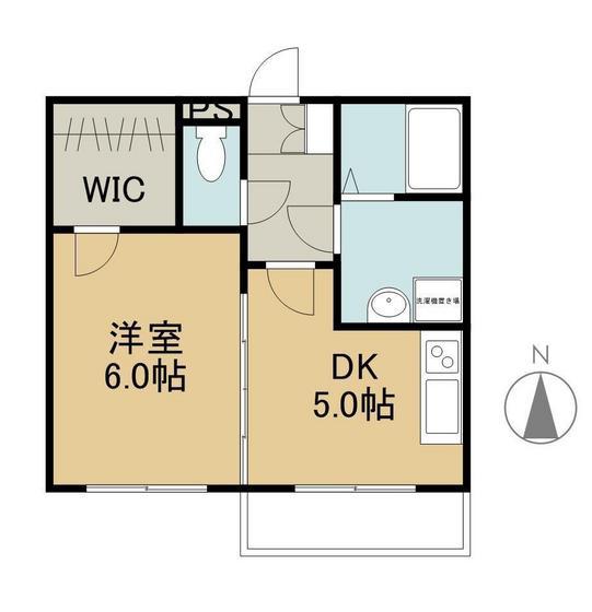 中屋マンション(1DK/2階)の間取り写真