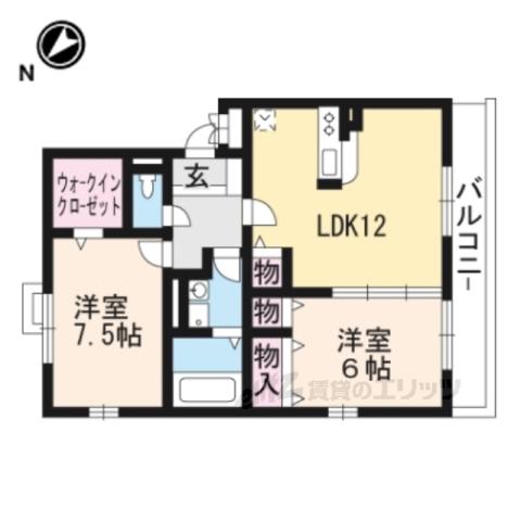 レークタウンB棟(2LDK/2階)の間取り写真