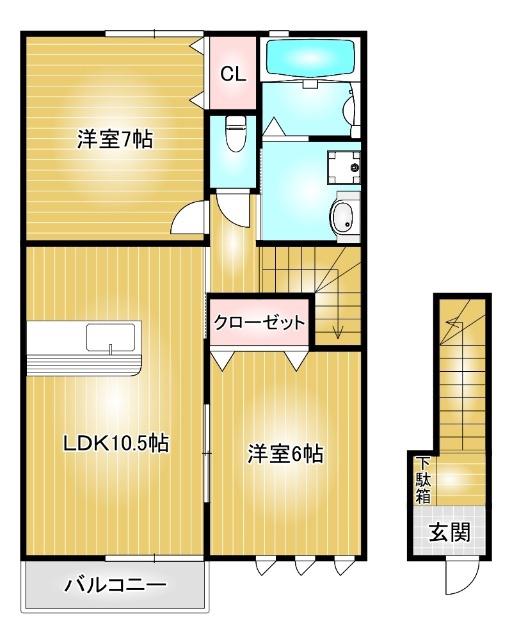 ハピエル(2LDK/2階)の間取り写真
